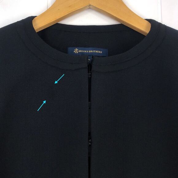 Brooks Brothers Cropped Blazer Jacket Ruffle Hem Wool Blend Career Size 4 Black - Picture 3 of 16